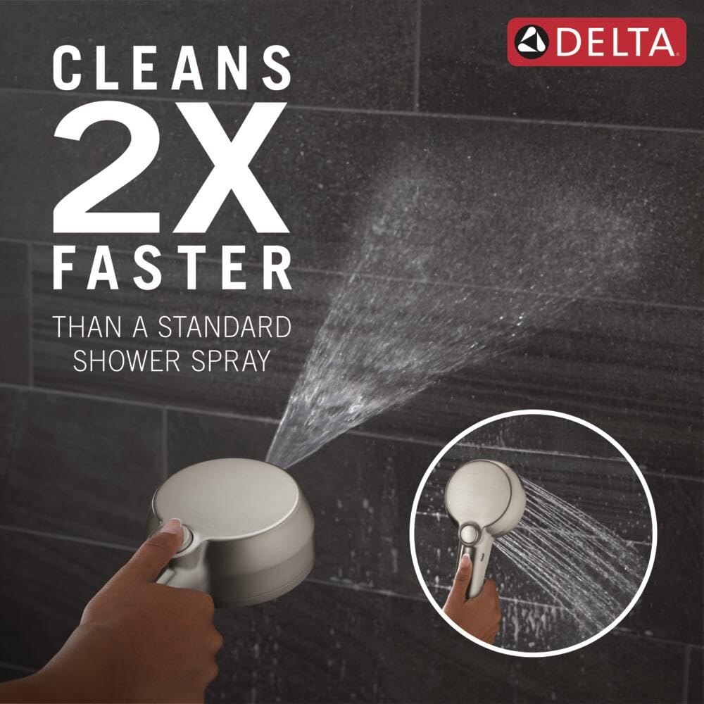 Delta 5-Setting In2ition 2-in-1 Dual Shower Head with Handheld High Pressure ProClean Spray, Brushed Nickel Detachable Shower Head with Hose, 1.75 GPM Flow Rate, Spotshield Brushed Nickel 75548SN