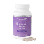 BRAINMD Stress Relief & Sleep Supplement - Natural Calming Formula with GABA & Magnesium - 60 Capsules
