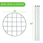 TIyneayle 12 Pack Peony Cages and Supports 16 x 24 Inch Grow Through Plant Support Peony Support Ring for Outdoor Plants