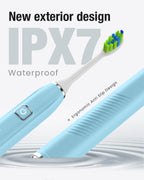 7AM2M Sonic Electric Toothbrush for Adults&Kids, Type-C Charging Run for 120 Days, with 6 Brush Heads, 5 Modes&40000VPM Powered Rechargeable Toothbrush, Travel & Home Use (Light Blue)