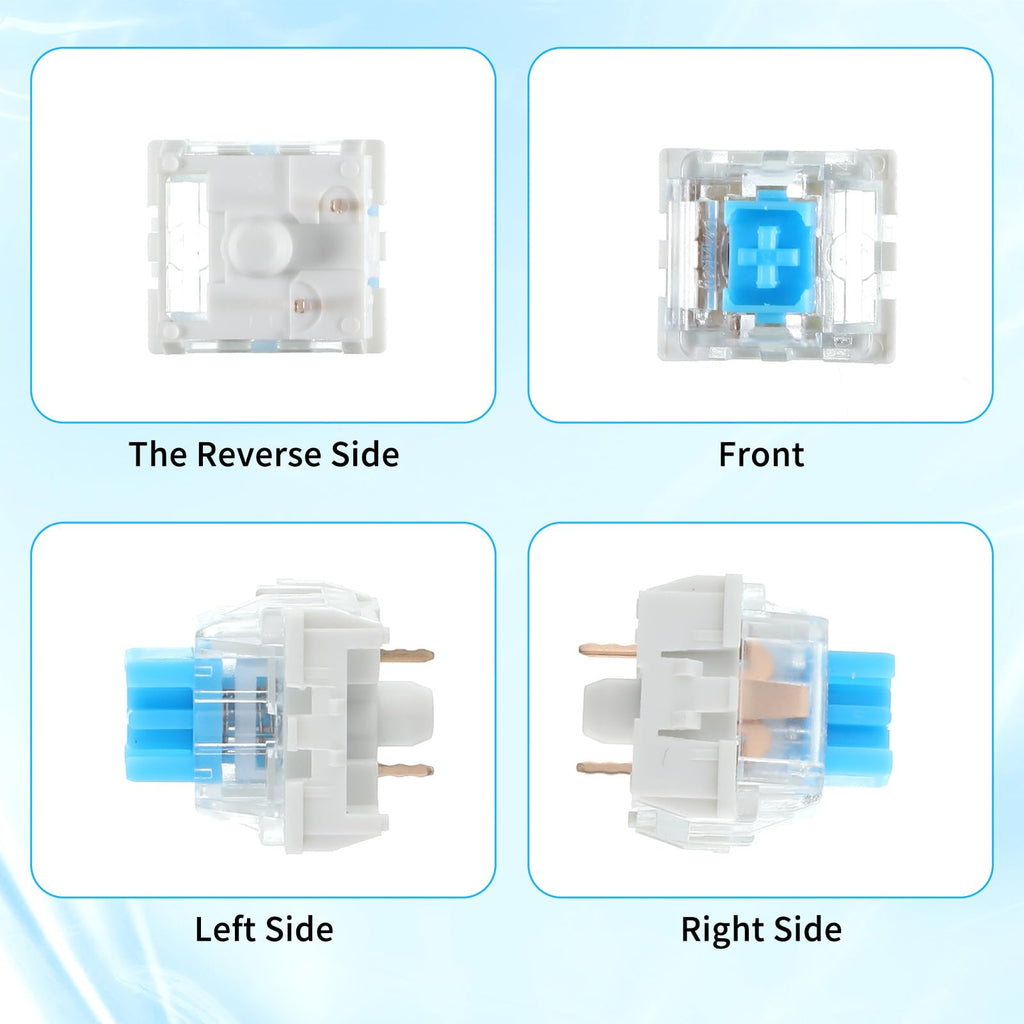 Keyboard Switches, 50 Pcs 3 PIN Blue Keyboard Clicker Replacement Dustproof Mechanical Keyboards Switches for Most Gaming Keyboards