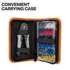 Klein Tools 34061 Ferrule Crimping Tool Set with Ratcheting Hex Crimper Pliers, 1200 Wire Terminals (10-22 AWG), and Soft Carrying Case for Electrical Applications