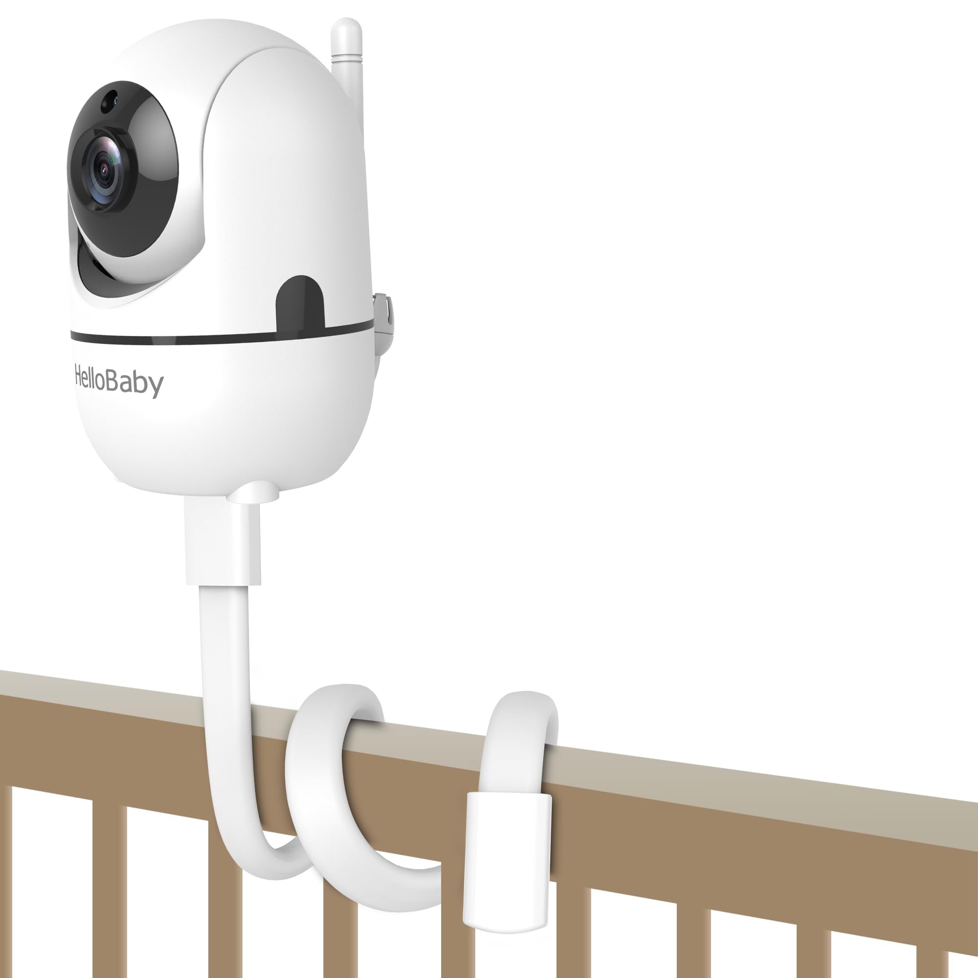 HelloBaby Baby Monitor Mount for HB6550/ Pro/ HB6550Plus/ HB6560/ HB65/ HB6240/ HB6339/ HB6351, 20 Inch Flexible Arm Bracket, Sturdy Camera Holder Attaches to Crib Cot Shelves, No Tools or Wall Damage
