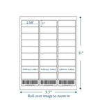 (500 Sheets, 15000 Labels) Sticker Paper, 1" x 2 5/8" Shipping Address Labels, 30 Per Page Self Adhesive Mailing Label for Laser and Inkjet Printers