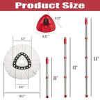 O-Cedar Spin Mop Replacement Head Set with Base and 30" to 58" Handle, Combo Set Includes 4 Pack Mop Refills