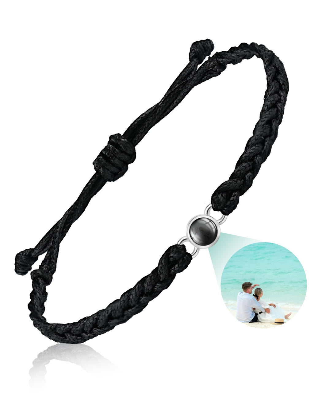 SUPHELPU Custom Bracelets with Picture Inside, Personalized Photo Bracelet Projection, Personalized Gifts for Men Memorial, Men's ID Bracelets