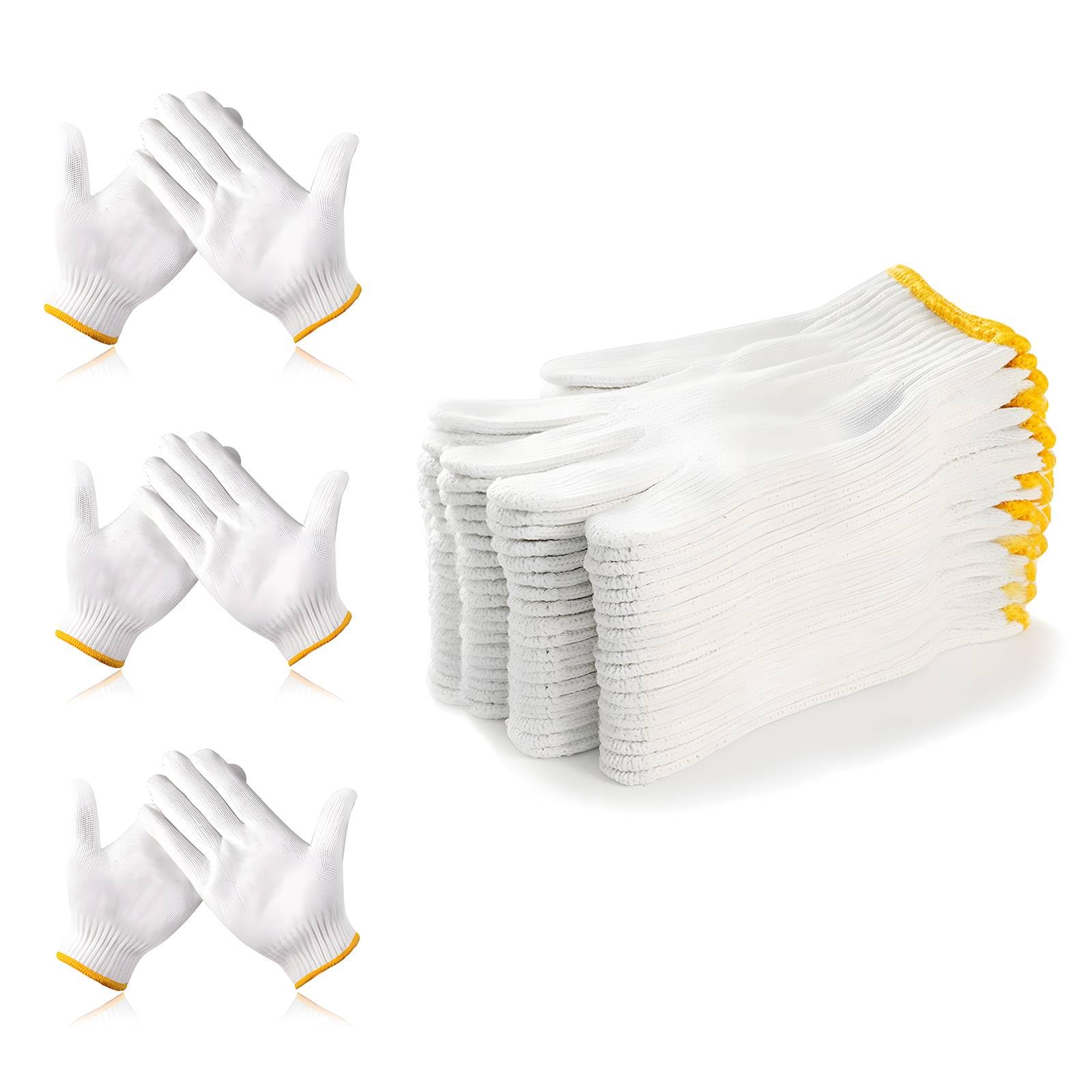 PLWJK Unisex white cotton polyester knittedsafety gloves,suitable for gardening,warehouse,cooking work-36 pairs