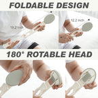 DOWMI Lotion Applicator for Back - 3in1 Foldable, Cream, Sunscreen, Ointment Applicator, 19" Long Handle, Body Massage Tool - 1 Body Brush Pad, 1 Lotion Pad Included