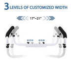 Toilet Safety Rail, Safety Frame for Toilet Seat, Toilet Grab Bar with Adjustable Width for Seniors Supports 350lbs (Black and White)