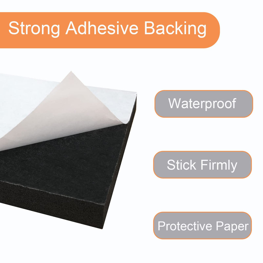 8 Pcs Black Adhesive Foam Padding, Closed Cell Foam Sheet 1/2" Thick 6 Inch X 6 Inch Neoprene Rubber Pad Self Stick Anti-Slip Adhesive Anti Vibration Pad (6inX 6inX 1/2in, 8)