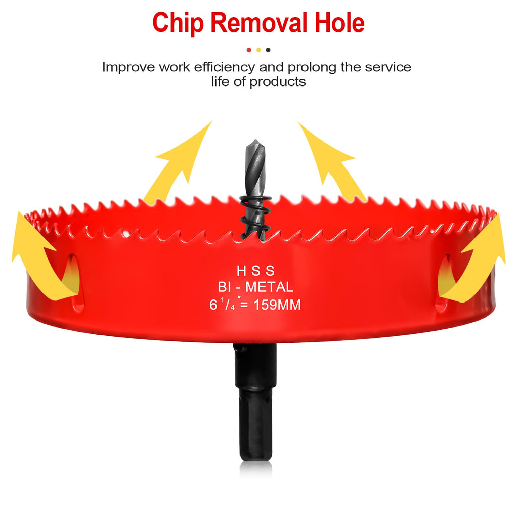 Hole Saw 6 5/16” (160mm) for Wood, HSS Bi-Metal Hole Cutter with Pilot Drill Bit for Plywood, Cornhole, Ceiling and Drywall