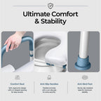 Toilet Seat Risers For Seniors Width and Height Adjustable Raised Toilet Seat With handles for Elderly, Handicap, Elevated, Pregnant, Fit Any Toilet Riser Heavy Duty Up To 400lbs