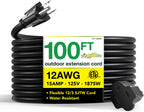 Go Green Power Inc. (GG-14000BK) 12/3 SJTW Outdoor Extension Cord, Black, 100 ft