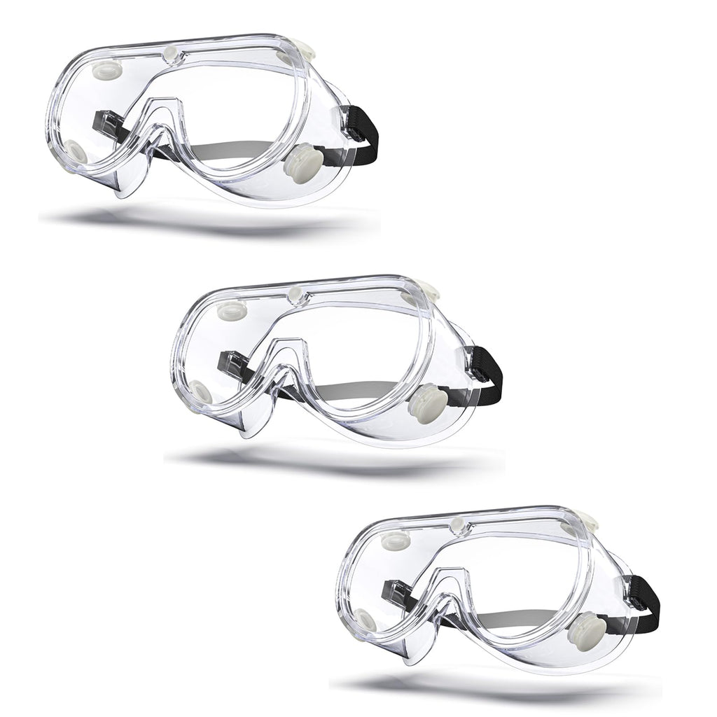 VOOVAO 3 Pack Anti-fog Safety Goggles ANSI Z87.1,Adjustable Chemistry Lab Goggles Over Glasses