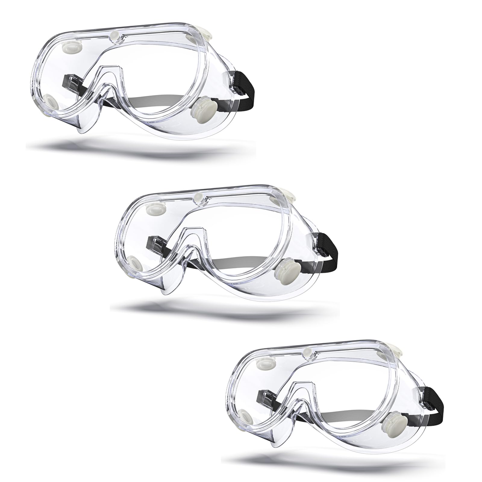 VOOVAO 3 Pack Anti-fog Safety Goggles ANSI Z87.1,Adjustable Chemistry Lab Goggles Over Glasses