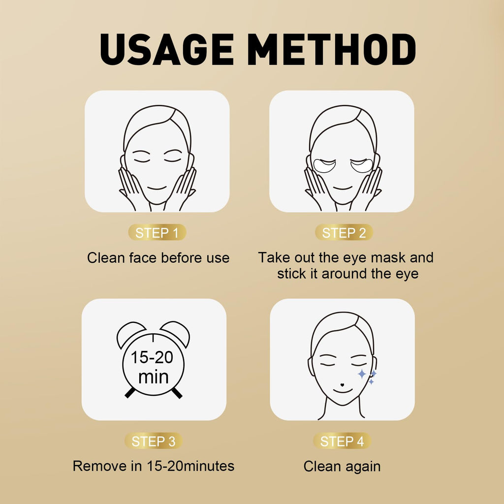 CHMI Under Eye Patches (200 Pairs) - 24K Gold Eye Patches for Puffy Eyes, Dark Circles, EyeBags and Wrinkles, Collagen Skin Care Products, Beauty & Personal Care