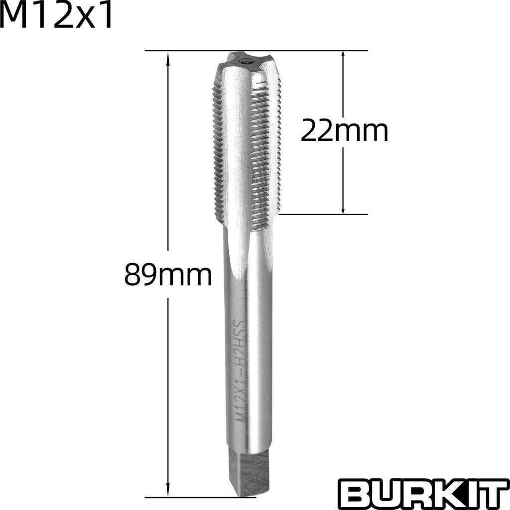 Burkit M12 X 1 Tap and Die Set, M12 x 1.0 Machine Thread Tap and Round Die Right Hand