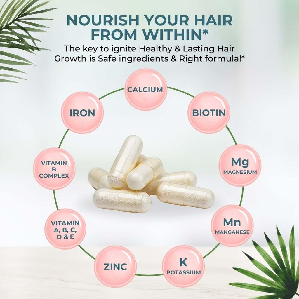 Vital Hair Complex -Hair Growth Vitamins for Women and Men -Biotin & Vitamin B -Hair Growth Supplement for Healthy Hair Skin & Nails -Hormone & Gluten Free -Hair Vitamins for Women