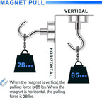 DIYMAG Magnetic Hooks,85lbs Heavy Duty Magnets with Hook Silver 6 Pack