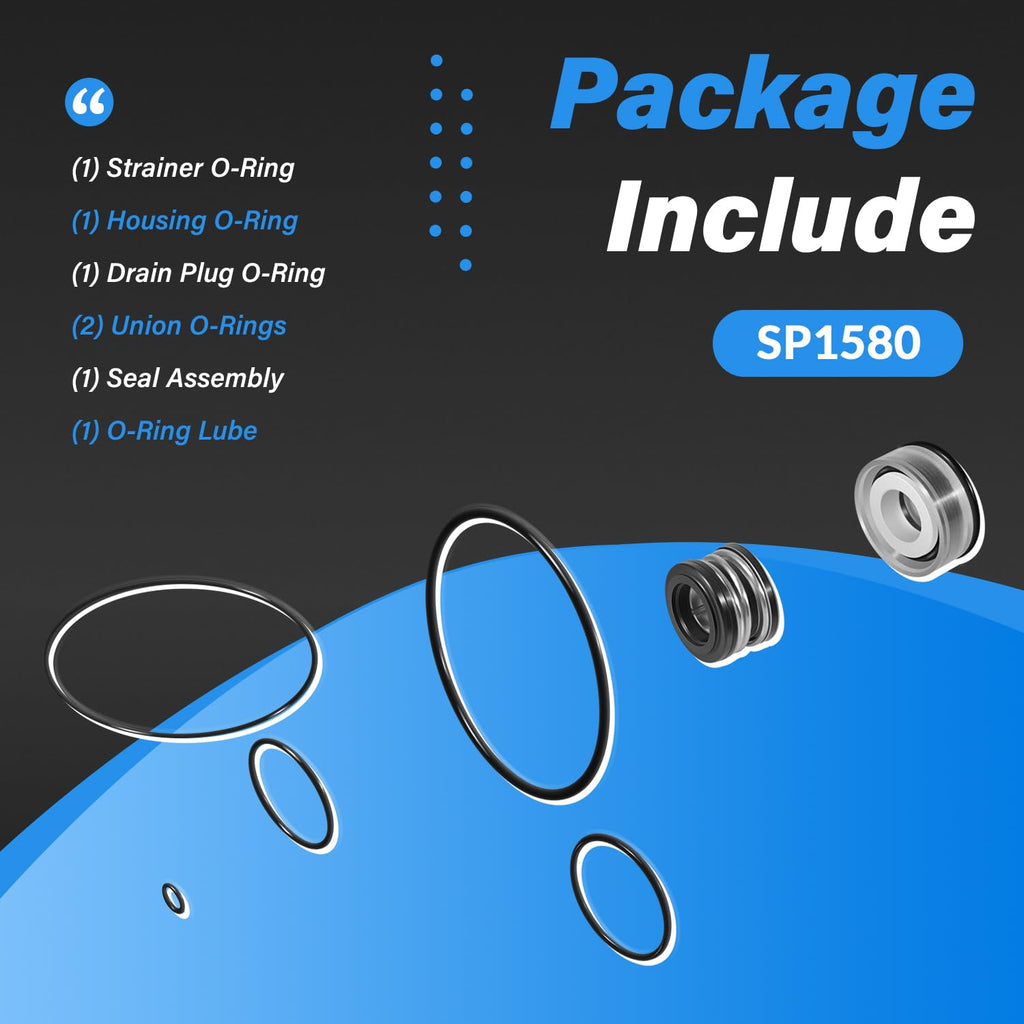 usvehj Replace for Hayward SP1580 Pump Seal Kit O-Ring Seal Gasket Rebuild Repair Kit Complete Pump Rebuild Repair Kit Fit for Hayward Power-Flo LX, SP1580 Series Pumps