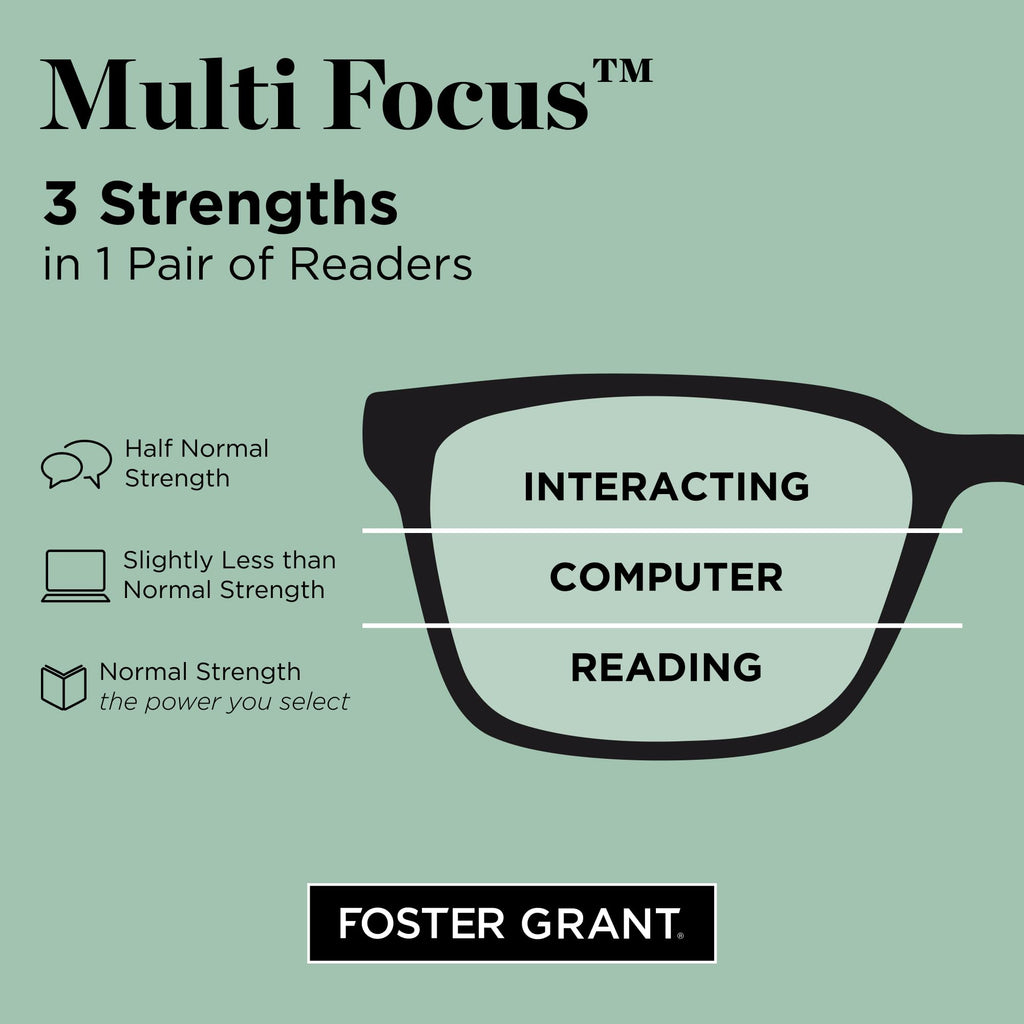Foster Grant Camden Multifocus Reading Glasses With Anti-Reflective Glasses Coating, Unisex