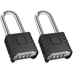 2 Pack 2.3in Long Shackle Combination Padlock [One-Touch Unlocking], Diyife Large Heavy Duty Outdoor Padlock Design of Hidden Password, High Security for Locker, Gym, Garden, Fences, Garage, Black