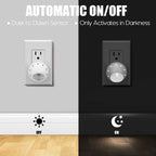 Emotionlite Plug-in Night Lights, Neutral White LED Nightlight, 360° Rotation, Dusk to Dawn Sensor, Kids, Adult, Bedroom, Hallway, Bathroom,Kitchen, Stairways, Corridor, 6 Pack