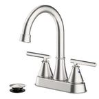 Bathroom Sink Faucet 4 Inch 2 Handle Centerset Brushed Nickel Lead-Free Modern Bathroom Faucet Vanity Faucet with Pop-up Drain Stopper and Supply Hoses