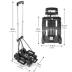 Folding Hand Truck Lightweight Trolley,Small Utility Dolly cart with 4 Wheels & 2 Elastic Ropes,Portable Backpack Trolley,Luggage cart,Dolly,Grocery cart,Travel,Moving,Shopping.Aluminum Pole,Black