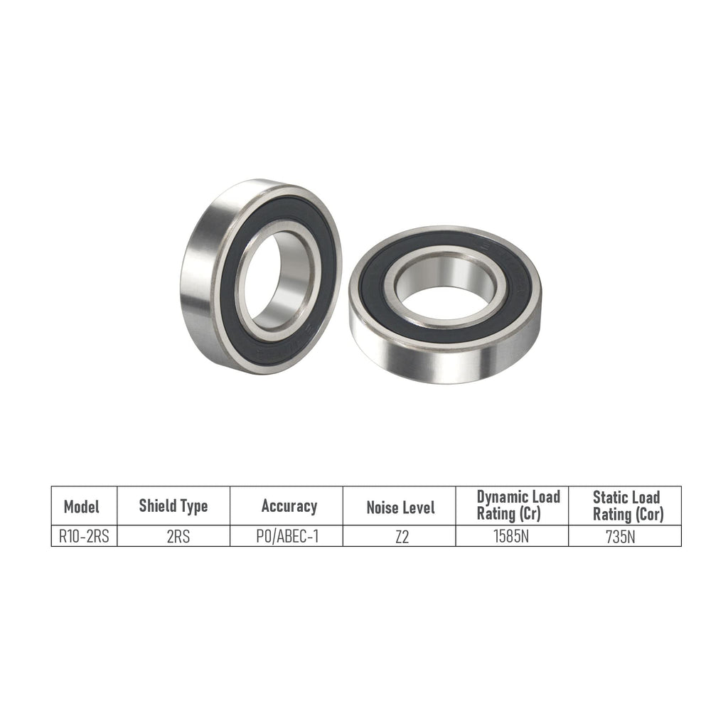 FOCMKEAS R10-2RS 10 PCS Deep Groove Ball Bearing ID 5/8"×OD 1-3/8 "×Width 11/32" Double Black Rubber Shielded Ball Bearing Chrome Steel P0 Z2 Bearing for Industrial Machine,Power Tools