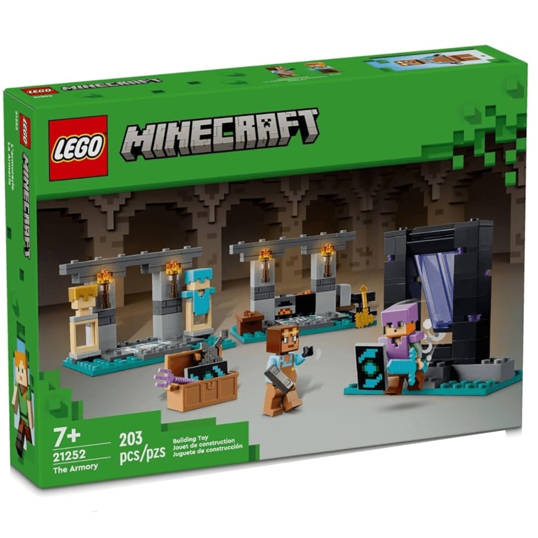 LEGO Minecraft The Armory Building Set, Includes Popular Minecraft Figures Alex and Armorsmith, Action Toy for Gamers and Kids, Gift for Boys and Girls 7 Years Old and Up, 21252