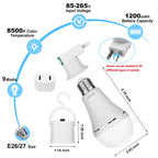 Ostwiki Rechargeable Emergency Light Bulbs 6 Pack Battery Operated Backup Light Bulbs for Power Outage Camping 9W E27 8500K Daylight Self-Charging Lamps for Home Hurricane Preparedness