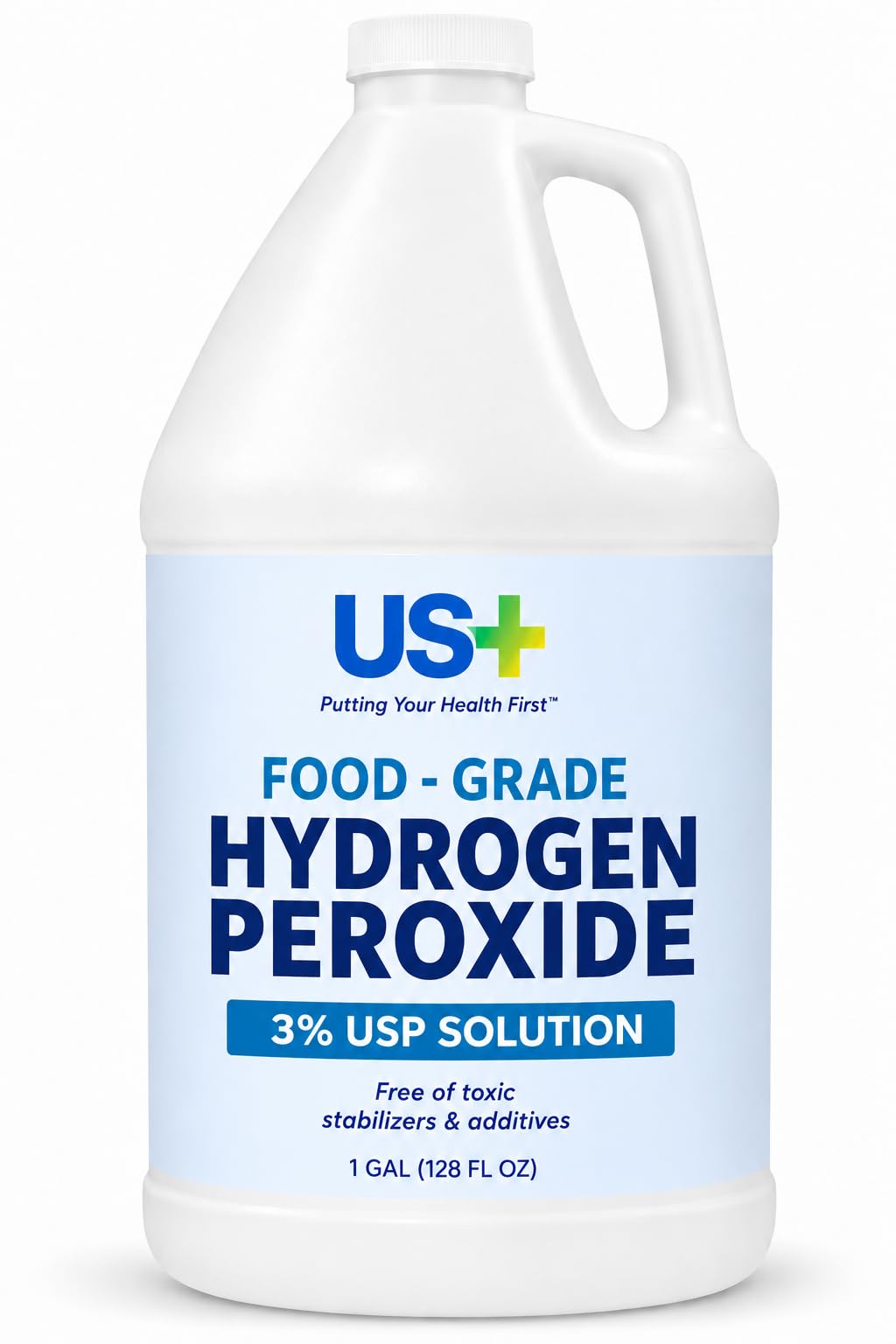 US+ Hydrogen Peroxide 3%, Food Grade, USP - Made in USA, 1 Gallon