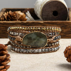 ZOSOJONA Women Wrap Bracelets Boho Natural Stone Jasper Turquoises Strand Bracelet Jewelry Collection