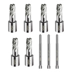 SALI 6 pcs Annular Cutter Diameter 1/2 Inch with Weldon Shank 3/4" (with 2 Flats) Cutting Depth 1" Mag Drill Bit for Magnetic Drill Press HSS Fully Ground Drill with One 1/4"*3" Pilot Pin