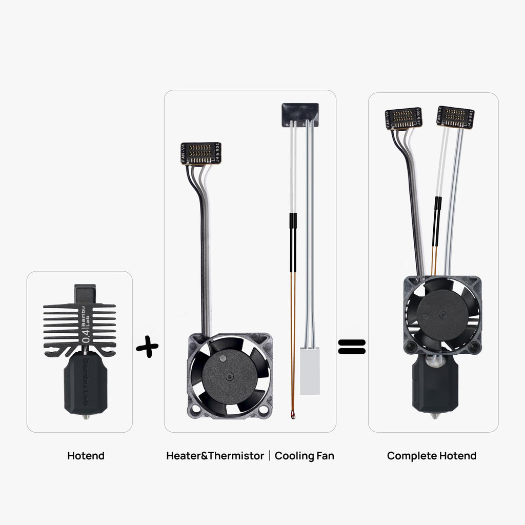 Bambu Lab P1P/P1S Hotend Complete Kit – Full Assembly Hardened Steel Nozzle with Ceramic Heater, 0.4mm Nozzle, Cooling Fan & Heating Block | Bambu P1S Hotend Replacement for 3D Printing