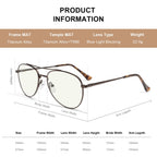 RB.Pilot Blue Light Aviator Reading Glasses for men Women Metal Frame Spring Temple