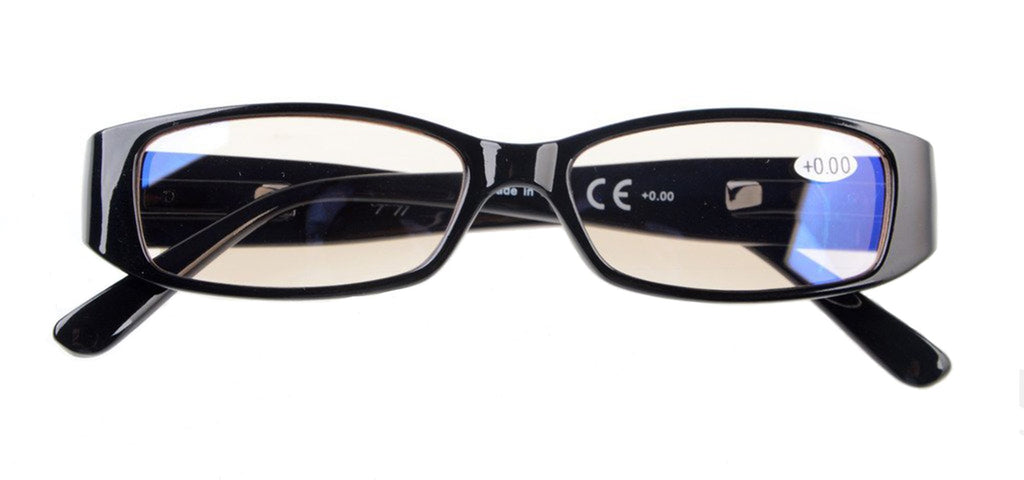 CessBlu Computer Glasses with Crystals for Women Reading Blue Light Filter Eyeglasses(Black) without Strength