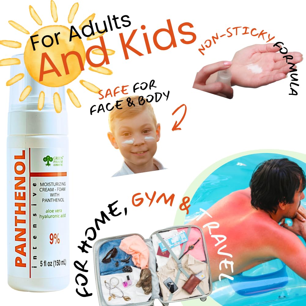 9% Panthenol Foam for Instant Redness Relief - Skin Barrier Repair with Aloe Vera & Hyaluronic Acid | Post Acne, Procedures, After Tattoo Care & Hair Transplant Spray | Safe for Baby & Sensitive Skin