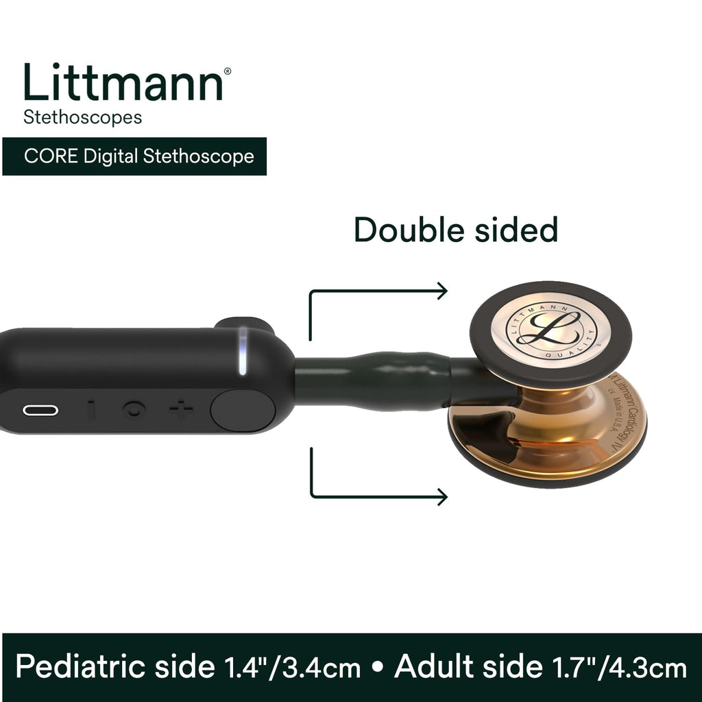 3M Littmann CORE Digital Stethoscope, Our Most Advanced Stethoscope Yet, Up To 40x Amplification, Active Noise Cancellation, In-App Sound Wave Visualization, High Polish Copper Chestpiece, 8870