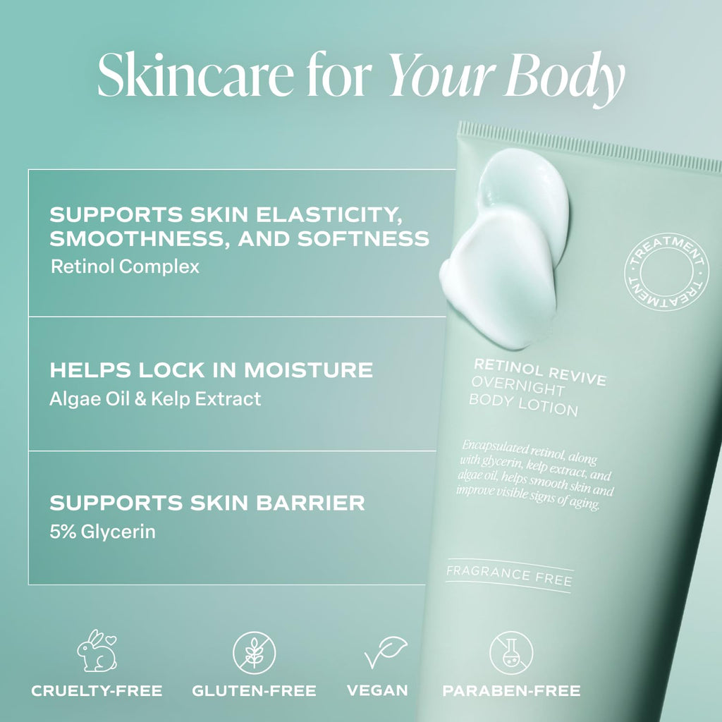 Saltair Retinol Revive Night Lotion – Dual-Action Retinol Body Lotion for Smoother, Firmer Looking Skin – Hydrating Moisturizer with Kelp, Allantoin & Glycerin – 13oz Pump Bottle