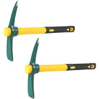 ZOENHOU 2 PCS 15 x 10 Inch Garden Pick, Heavy Duty Cutter Mattock Hoe with Fiberglass Handle, Pick Axes for Digging Stumpy Flower Beds