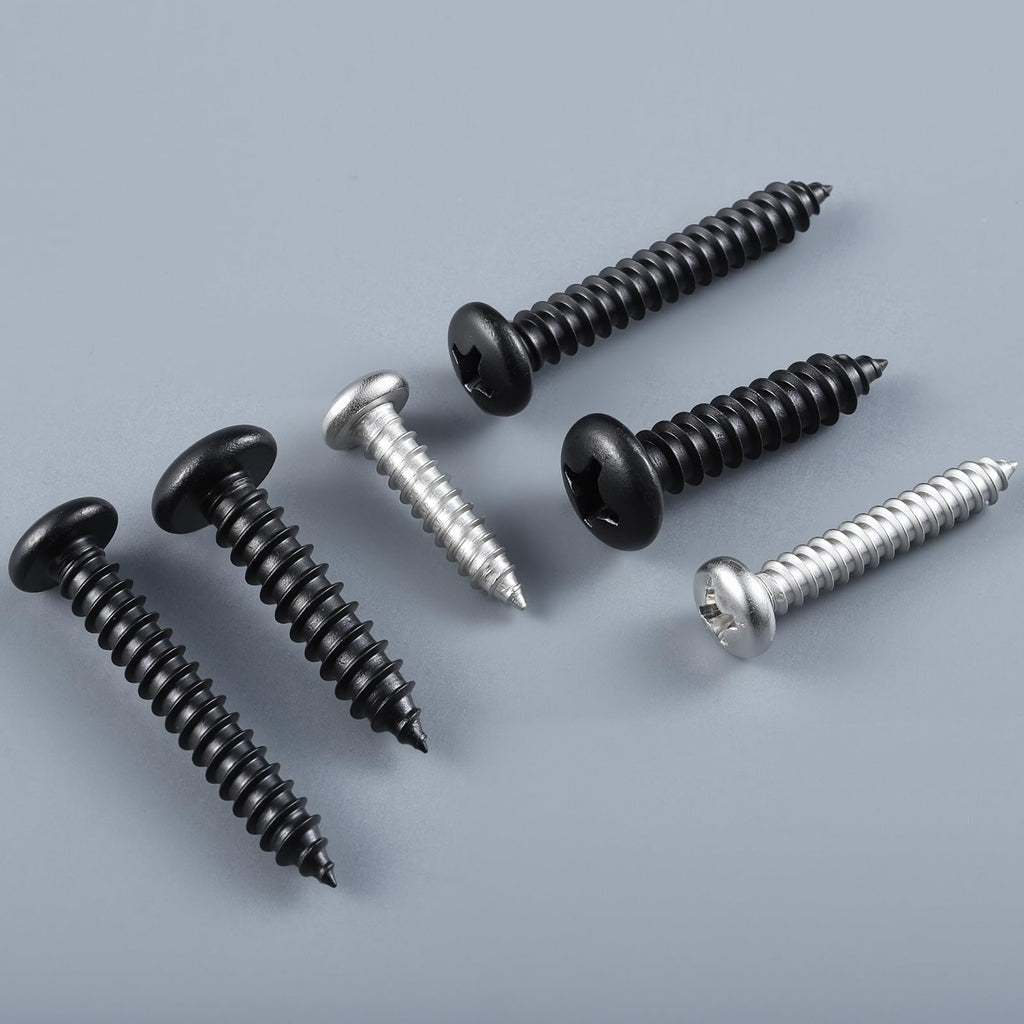 BNUOK #8 x 3/4 Inch Pan Head Wood Screws, Phillips Drive, Black Oxide Stainless Steel 304 (18-8), Self Tapping for Wood, Sheet Metal Screws, 100 Pack