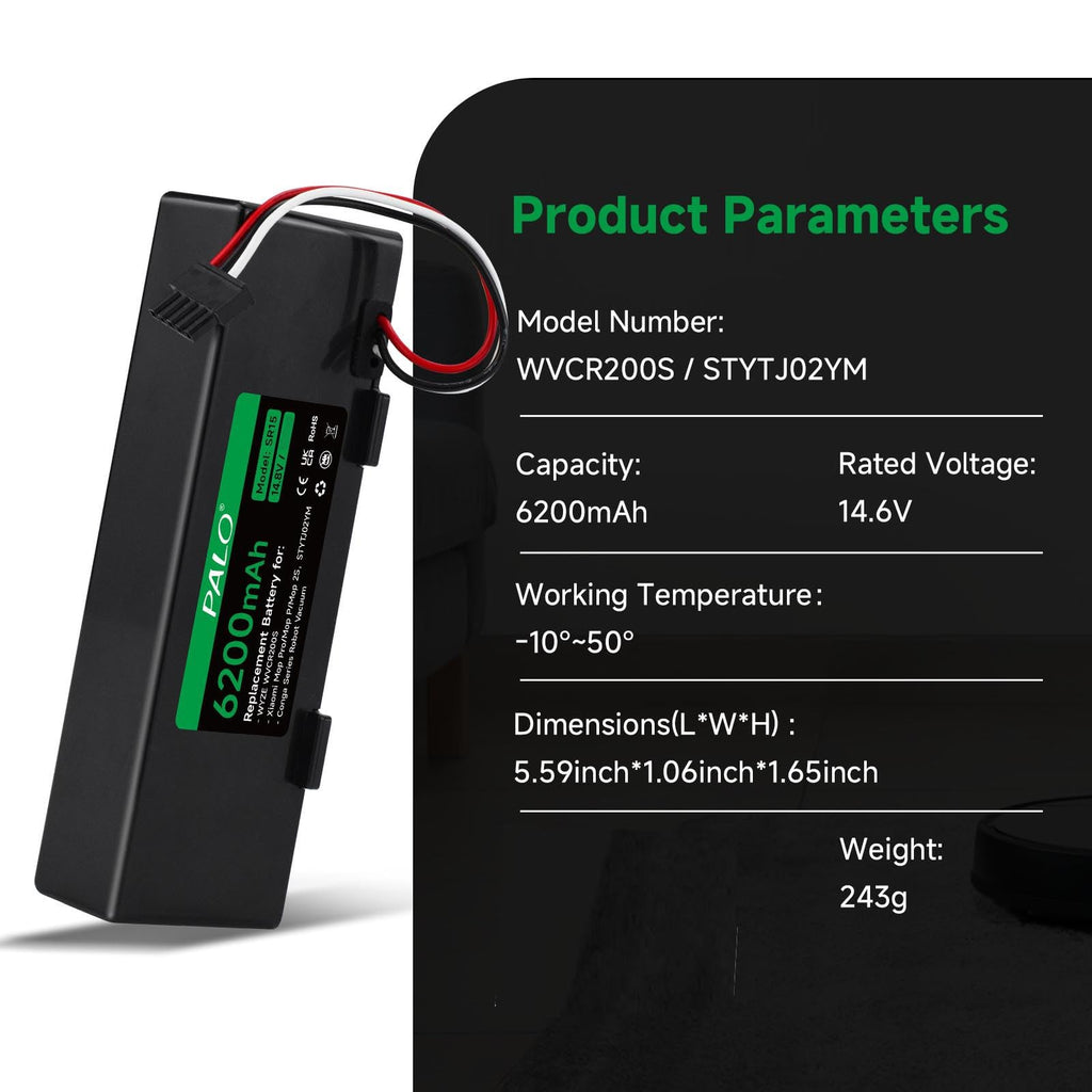Palowextra 6200mAh Replacement Battery for Wyze WVCR200S Robot Vacuum, for Xiaomi STYTJ02YM, for Xiaomi Mop Pro/Mop P/Mop 2S Robot Vacuum
