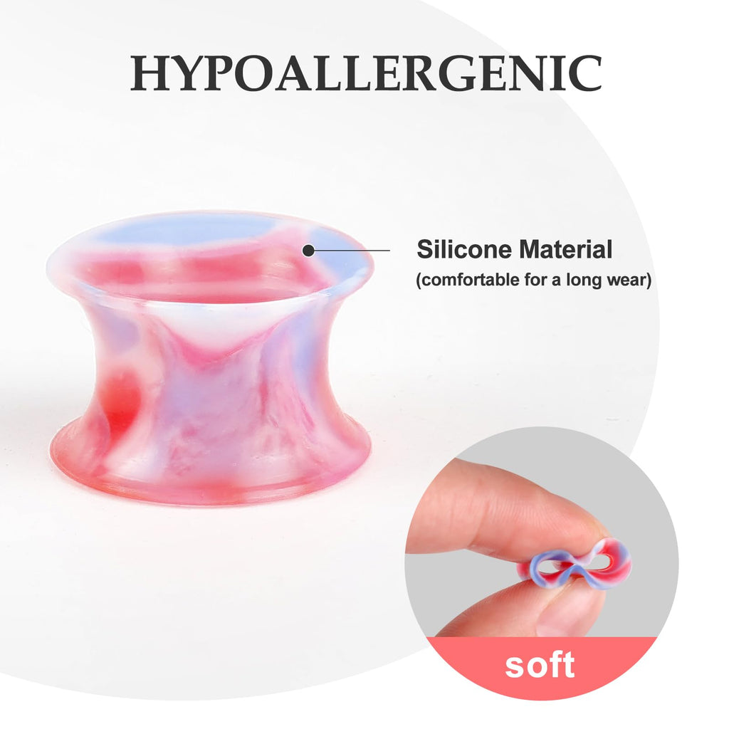 WINSENET 20 Pairs Silicone Ear Gauges Flexible 0G Ear Tunnels Gauges Soft Expander Ear Plugs Double Flared Ear Pierings for Men Women 8mm