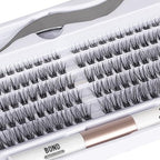 Individual Lashes 120 Cluster Lashes DIY Eyelash Extension Thin Band Wide Stem Lash Clusters with Applicator and Lash Bond and Seal Lash Extension Kit Mix 10-16mm Length C/D Curl - OP06