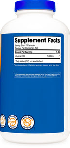 Nutricost L-Lysine 500mg (1000mg Serving), 500 Capsules (3 Bottles)