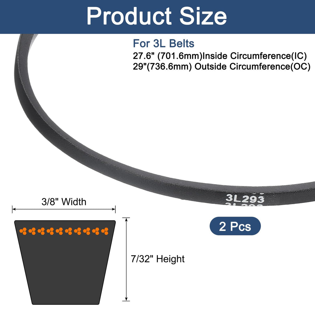 uxcell 2 Pcs 3L310 Classic Wrapped Rubber V-Belt, 31"(787mm) Outside Circumference, 3L Profile V Belt 3/8" Width 7/32" Height