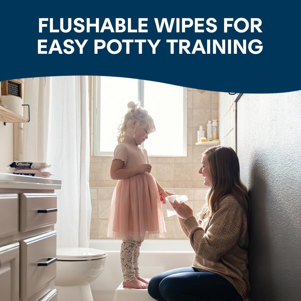 Cottonelle Fragrance Free Flushable Wet Wipes, Adult Wet Wipes, 2 Flip-Top Packs, 42 Wipes Per Pack
