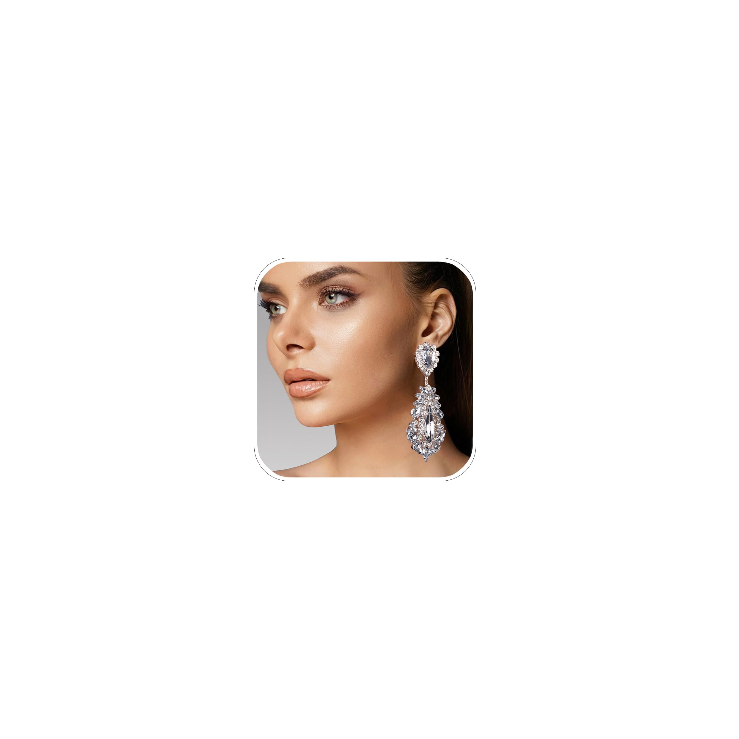 Prom Drop Chandelier Earrings for Women Dangling Bling Hypoallergenic Large Rhinestone Earrings Formal Wedding Jewelry